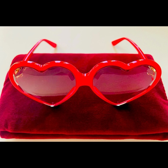 Gucci Heart sunglasses New RED / Pink Beveled Lenses Hollywood Forever RARE